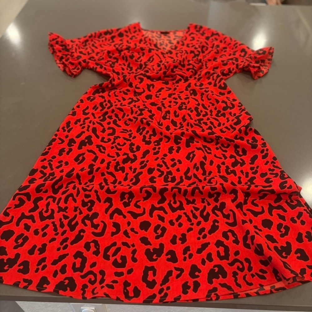 Who What Wear Red Leopard Print Dress